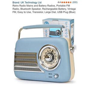 UK Technology Ltd retro portable FM radio with Bluetooth speaker capabilities